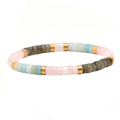 Bracelet Heishi Bohème en Perles d'Amazonite - Style Été