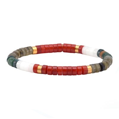 Bracelet Heishi en Agate Rouge | Style Bohème Été