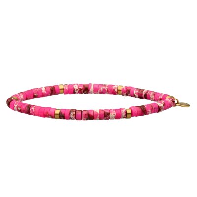 Heishi Bracelet en Jaspe Rouge - Style Bohème pour l'Été