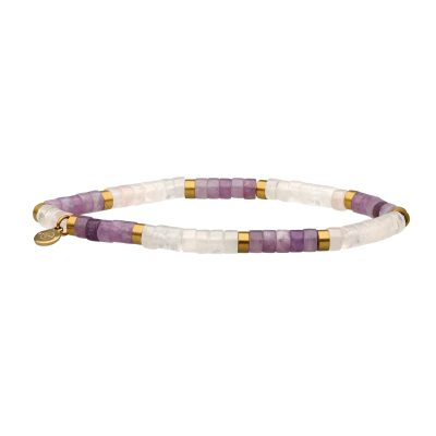 Bracelet Heishi Améthyste - Style Bohème pour Été Chic