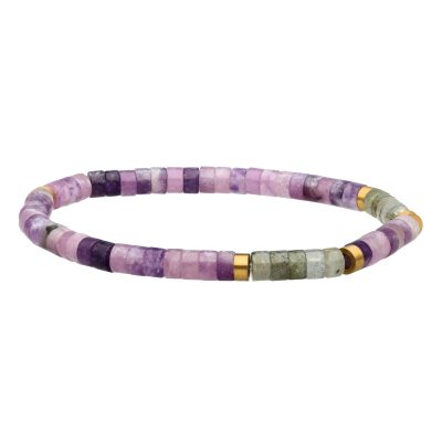 Bracelet Heishi Été: Améthyste & Pierre de Lune - Style Bohème