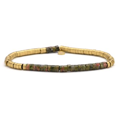 Bracelet Heishi en Unakite - Style Bohème pour l'Été