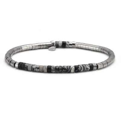 Bracelet Bohème Heishi en Perles Grises - Style Été Chic