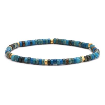 Bracelet Heishi en Jaspe Bleu - Style Bohème pour Été