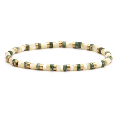Bracelet Heishi en Perles Jaspe - Style Bohème d'Été