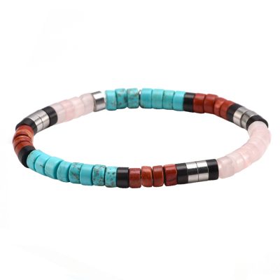 Bracelet Bohème Heishi - Style Été avec Quartz Rose