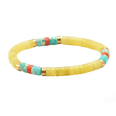 Bracelet Heishi Coloré : Perles Jaspe, Bijou Été Bohème