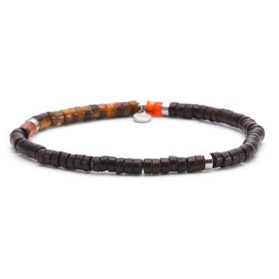 Bracelet Heishi Œil de Tigre - Style Bohème pour Été
