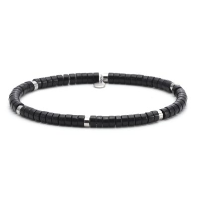 Bracelet Heishi en Agate Noire: Éclat Bohème pour Été