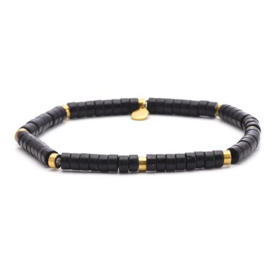 Bracelet Heishi Bohème : Agate Noire pour un Été Chic