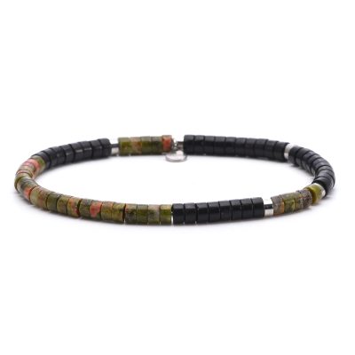 Bracelet Boho Heishi en Perles d'Unakite & Agate - Style Été