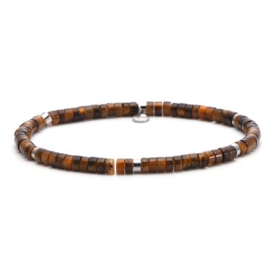Bracelet Bohème Heishi Œil de Tigre - Style Été Chic