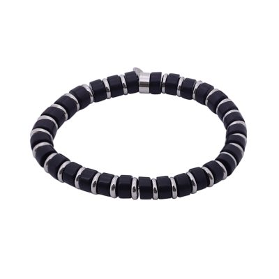 Bracelet Heishi en Agate Noire - Style Bohème pour Été
