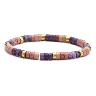 Bracelet Heishi Perles Jaspe & Améthyste - Style Bohème Été