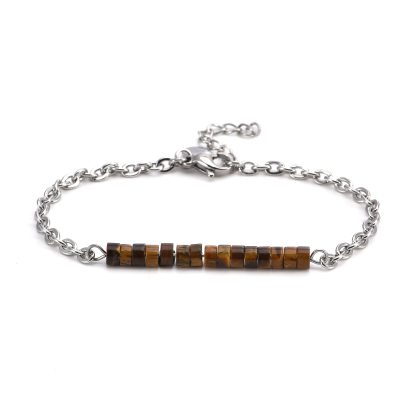 Bracelet Heishi Œil de Tigre: Style Bohème pour l'Été