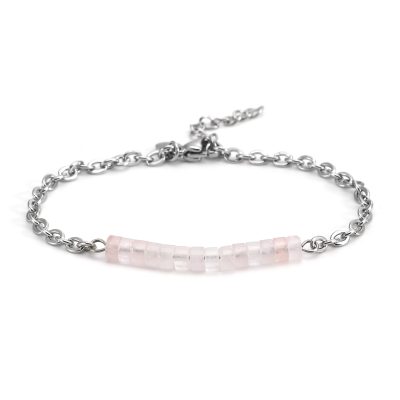 Bracelet Bohème Heishi Quartz Rose - Bijou Été Parfait
