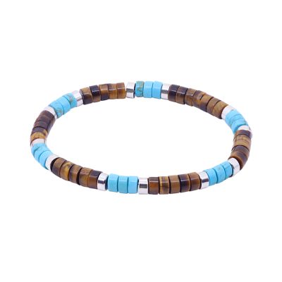 Bracelet Heishi Œil de Tigre - Style Bohème pour Été Chic