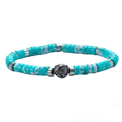 Heishi Bracelet en Jaspe Bleu - Style Bohème d'Été