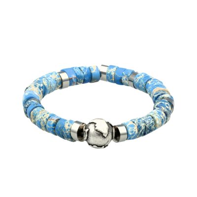 Heishi Bracelet en Jaspe Bleu - Style Bohème d'Été
