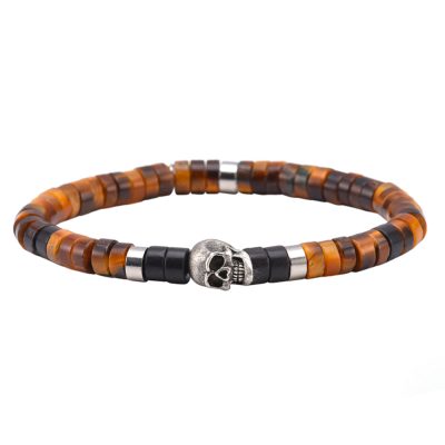 Bracelet Heishi Œil de Tigre - Style Bohème pour l'Été