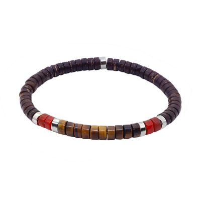 Bracelet Heishi Œil de Tigre: Perles d'Été Bohème Chic