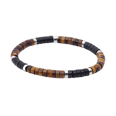 Bracelet Heishi Œil de Tigre: Style Bohème pour l'Été
