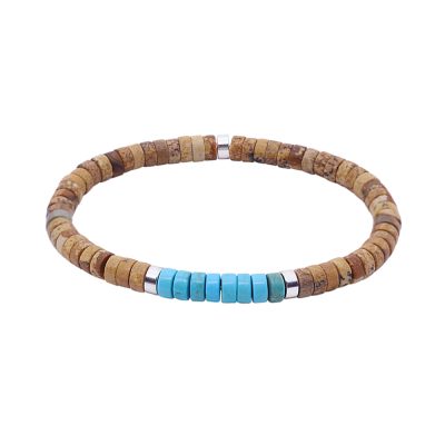 Bracelet Heishi Jaspe-Turquoise, Bijou Été Bohème Chic