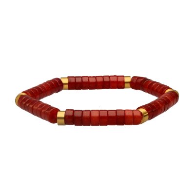Bracelet Heishi en Agate Rouge - Style Bohème pour Été