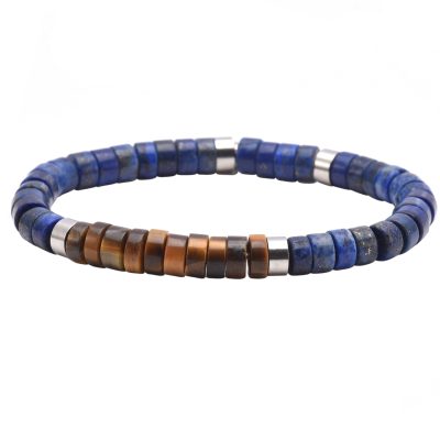 Bracelet Heishi Lapis & Œil de Tigre - Style Bohème d'Été
