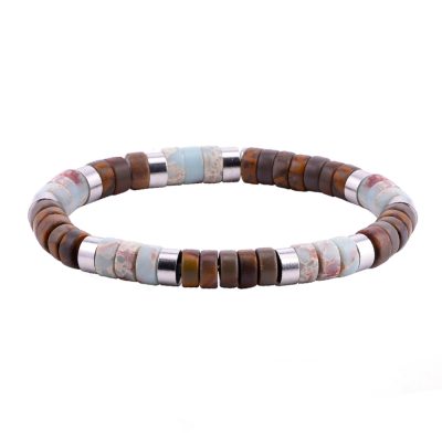 Bracelet Heishi en Jaspe & Œil de Tigre - Éclat Bohème d'Été
