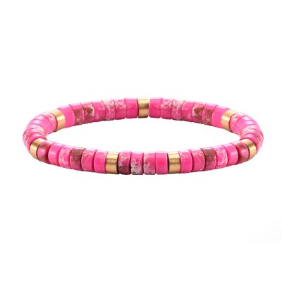 Bracelet Heishi en Jaspe Rouge: Style Bohème d'Été