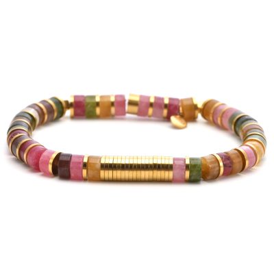 Bracelet Heishi Tourmaline: Style Bohème pour Été Chic