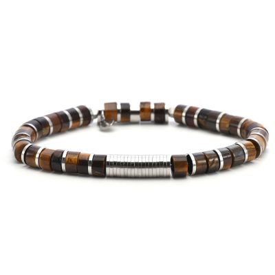 Bracelet Heishi Œil de Tigre - Bijou Été Style Bohème