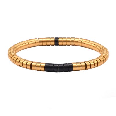 Heishi Bracelet en Perles : Bijou Été Bohème Noir & Doré