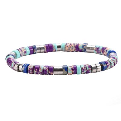 Heishi Bracelet en Jaspe Pourpre: Style Bohème Été