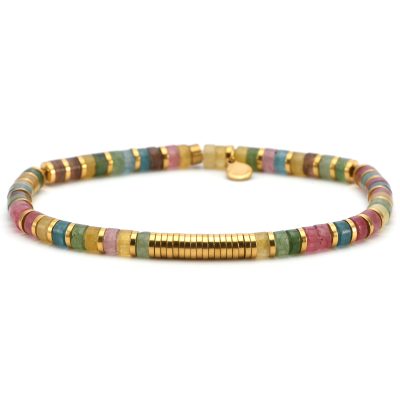 Bracelet Heishi en Tourmaline - Style Bohème Été