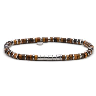 Bracelet Bohème Heishi en Œil de Tigre - Bijou Été Parfait
