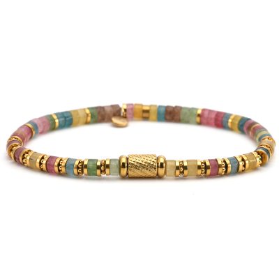 Bracelet Heishi Tourmaline - Style Bohème pour Été Chic