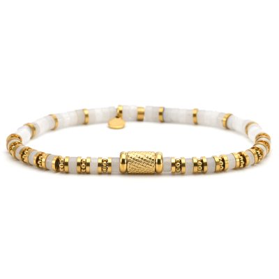 Heishi Bracelet en Quartz Blanc | Bijou Été Bohème Chic