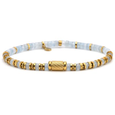 Bracelet Bohème Heishi en Quartz Bleu - Style Été Chic