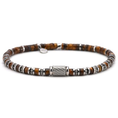Bracelet Heishi Œil de Tigre - Bijou Été Bohème Chic