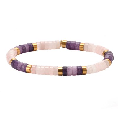 Heishi Boho Bracelet en Perles Quartz - Style Été Chic