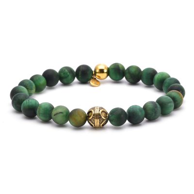 Bracelet Heishi Œil de Tigre 8mm - Style Bohème d'Été