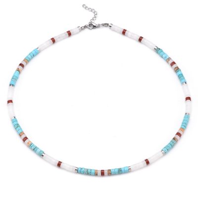 Collier Heishi Chic: Perles Turquoise & Jaspe - Style Bohème Été