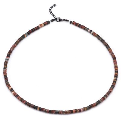 Collier Heishi en Jaspe Picasso - Style Bohème d'Été