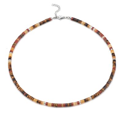 Collier Heishi en Œil de Tigre - Style Bohème d'Été