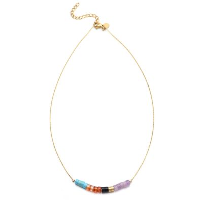 Collier Heishi Bohème - Perles Turquoise & Améthyste, Été Chic