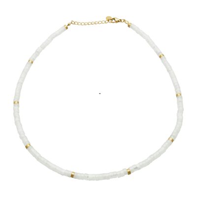 Collier Heishi Quartz Blanc - Bijou Été Bohème Chic