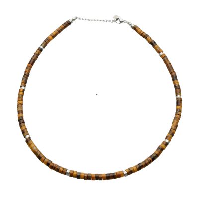 Collier Heishi Œil de Tigre pour un Été Boho-Chic!