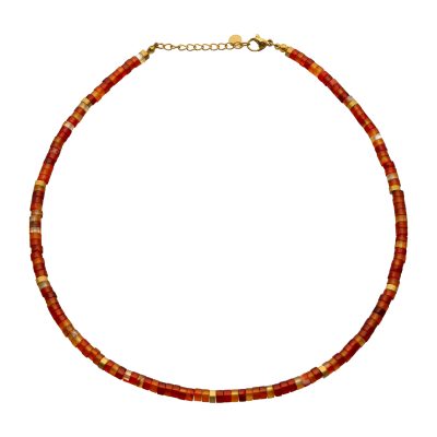 Collier Heishi en Agate Rouge - Style Bohème pour Été Vibrant